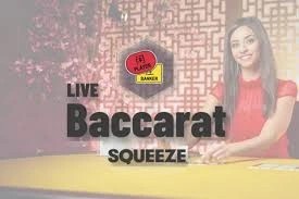 Baccarat Squeeze slot logo by Evolution at 1Redbet
