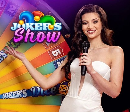 Joker’s Show slot logo by Skywind Group at 1Redbet